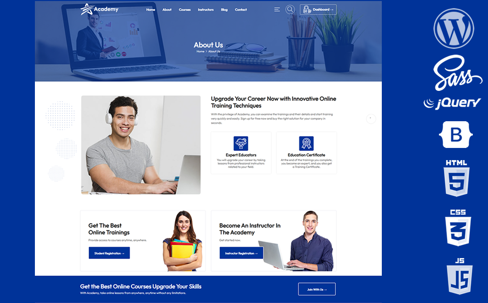 Academy - Online Courses & Education WooCommerce WordPress Theme