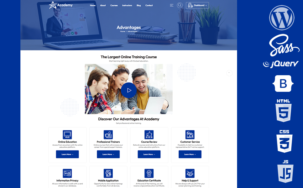Academy - Online Courses & Education WooCommerce WordPress Theme