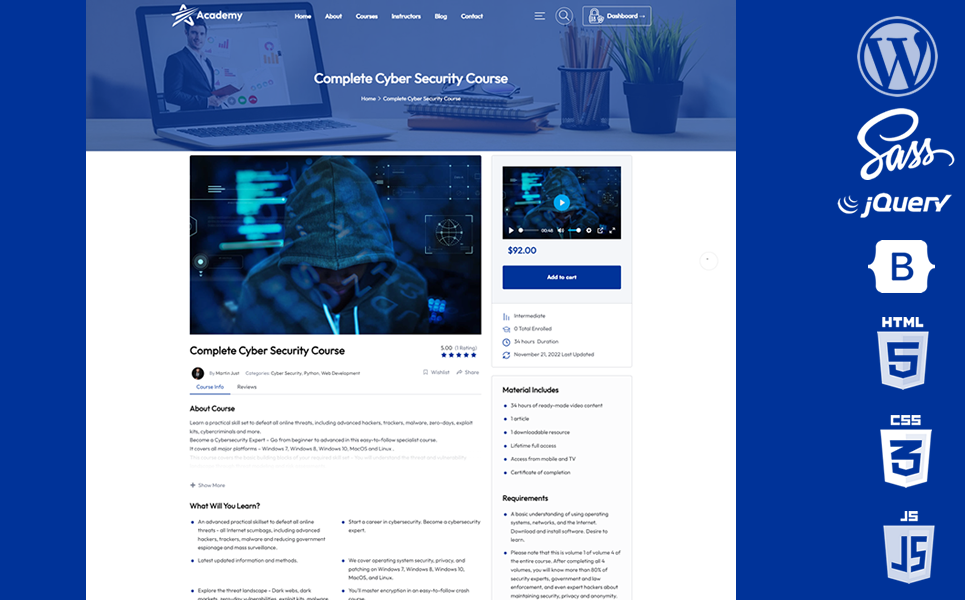 Academy - Online Courses & Education WooCommerce WordPress Theme