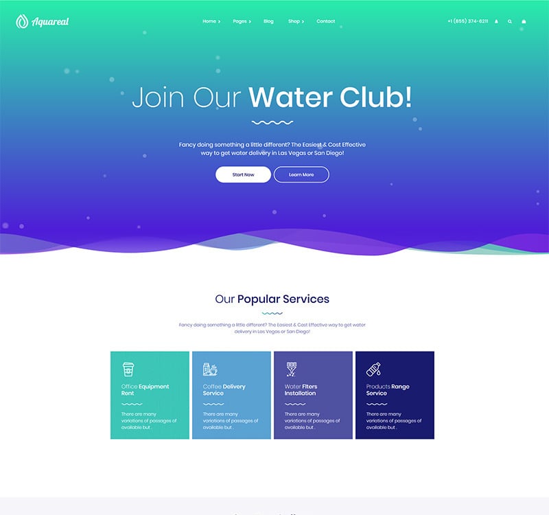 Aquareal - Bottled Water Delivery WordPress Theme