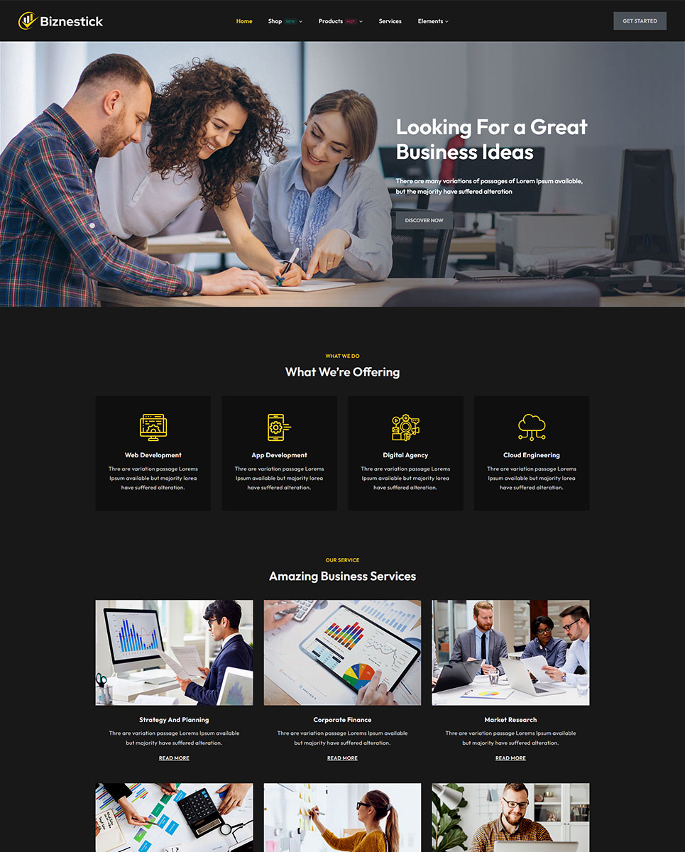 Biznestick - Corporate Business Elementor WordPress Responsive Theme
