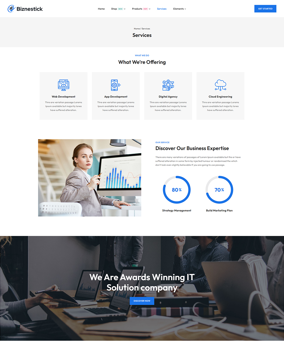Biznestick - Corporate Business Elementor WordPress Responsive Theme