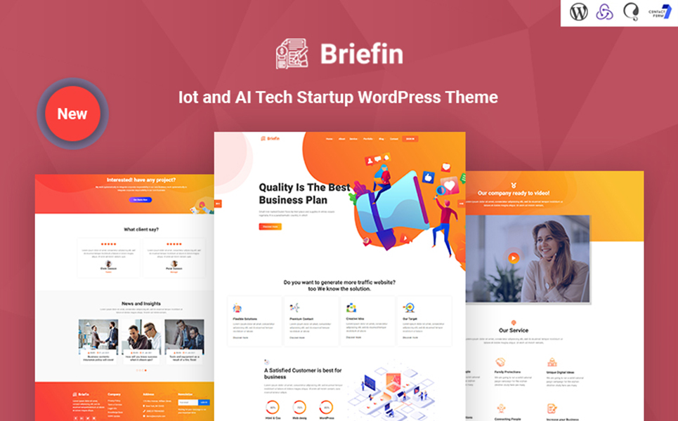 Briefin is an IoT and AI Tech Startup Responsive WordPress Theme