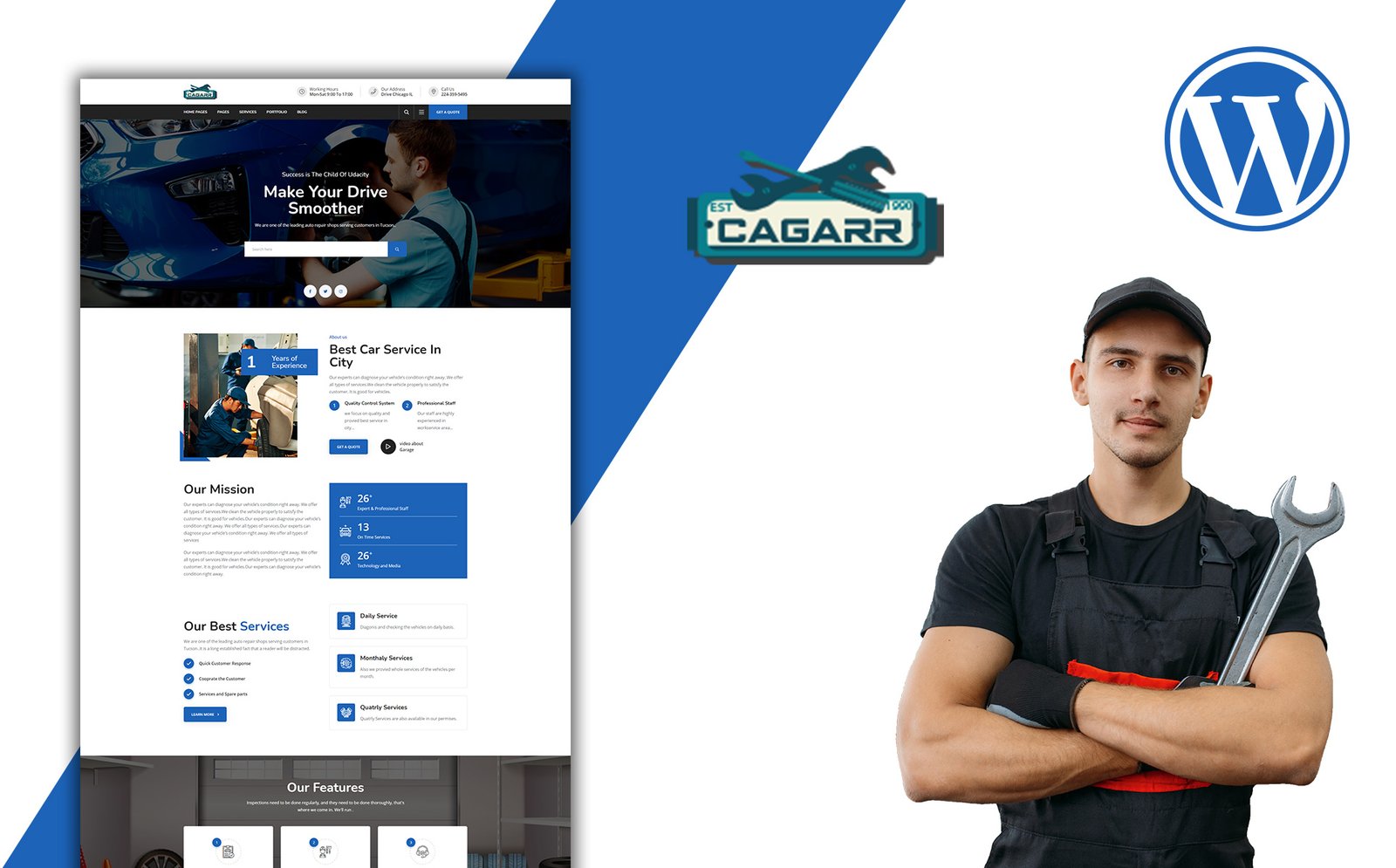 Cagaar Mechanics Car Repair WordPress Theme