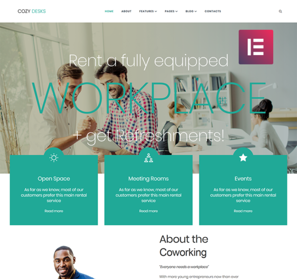 Cozy Desks - Coworking WordPress Elementor Theme