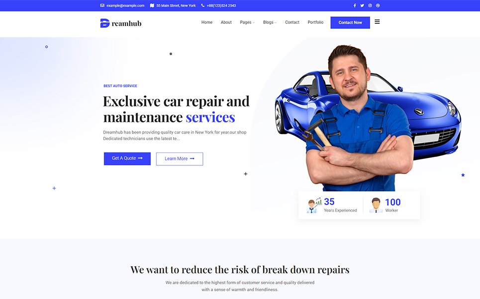 DreamHub Auto Service WordPress Theme