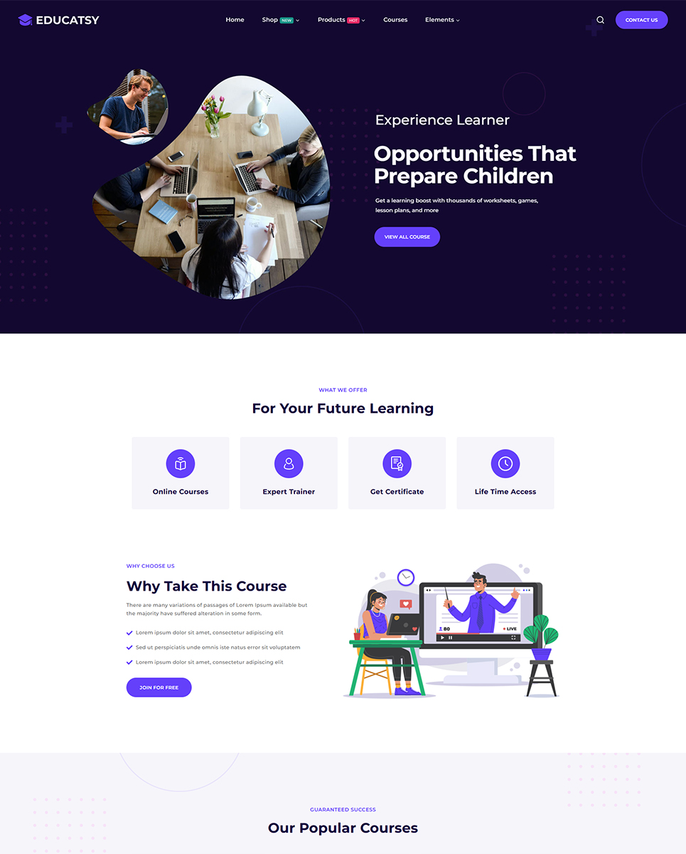 Educatsy - Education & Online Courses Elementor WordPress Responsive Theme