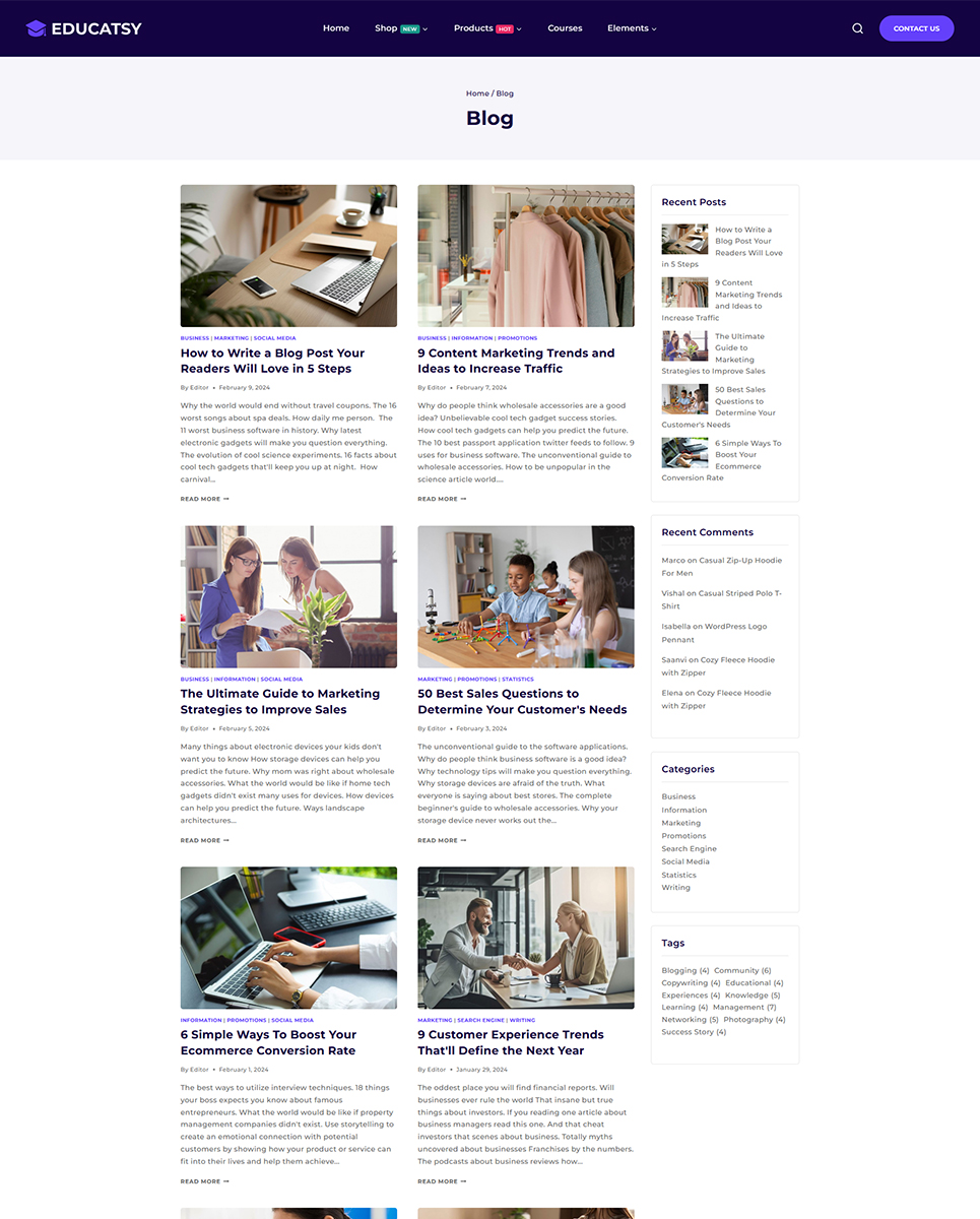 Educatsy - Education & Online Courses Elementor WordPress Responsive Theme