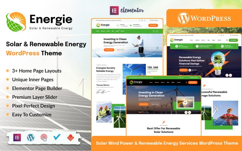Energie - Solar and Renewable Energy WordPress Theme