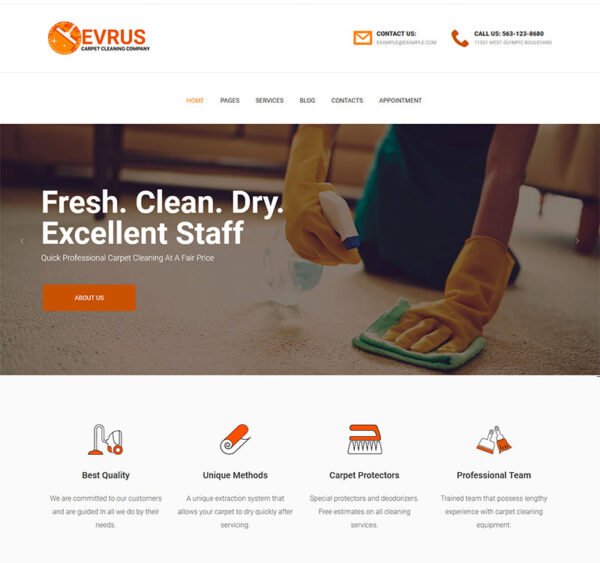 Evrus - Carpet Cleaning and Disinfection WordPress Theme