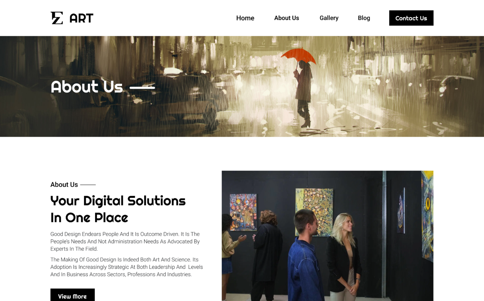 EZ Art – Minimalist And Modern Template for Art Galleries and Exhibitions