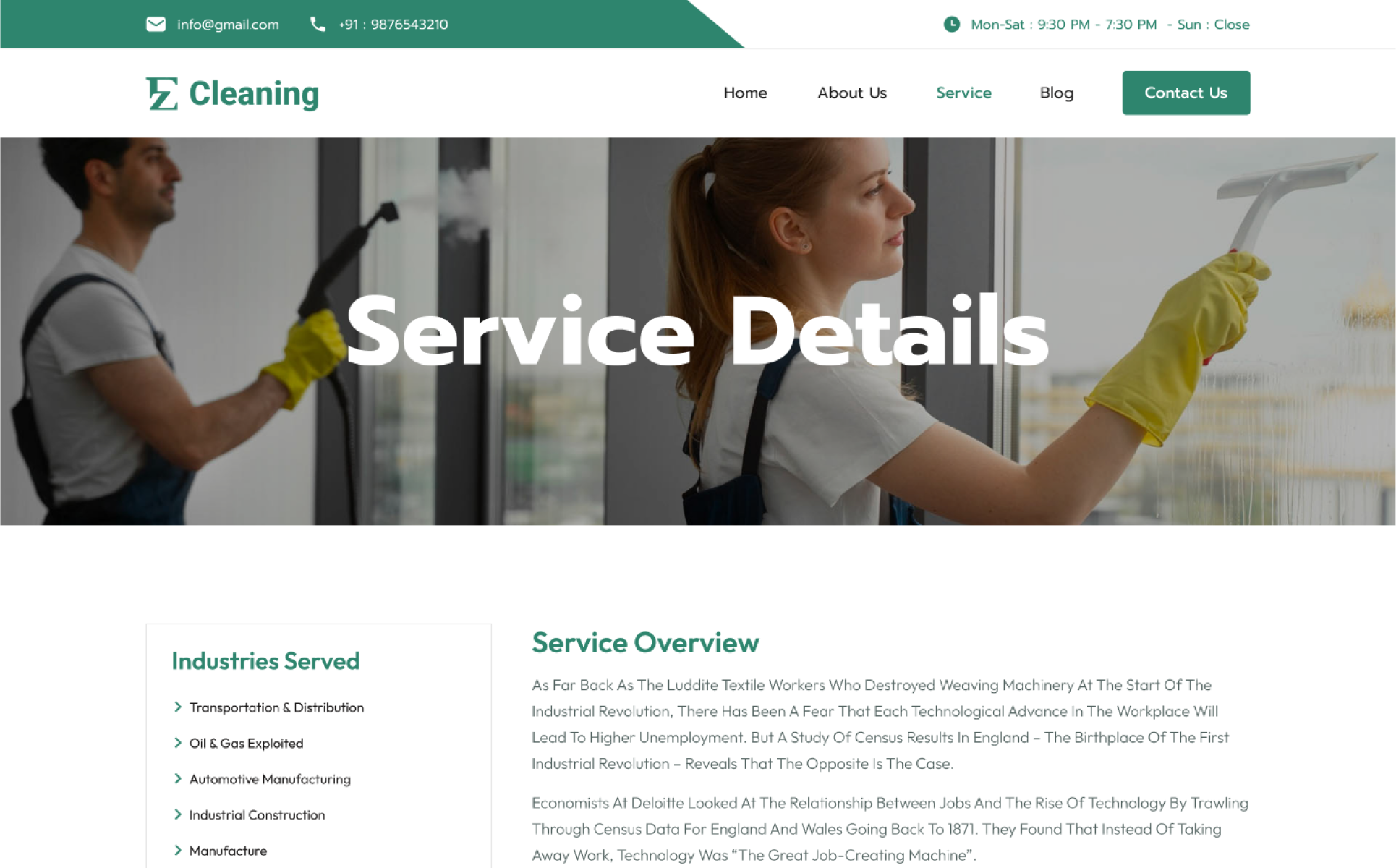 EZ Cleaning– Powerful WordPress Theme for Cleaning Companies