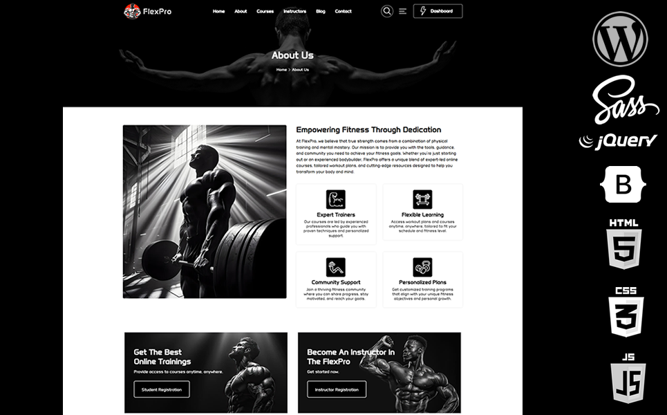 FlexPro - Bodybuilding & Online Courses & Education WooCommerce WordPress Theme