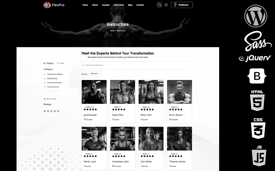 FlexPro - Bodybuilding & Online Courses & Education WooCommerce WordPress Theme