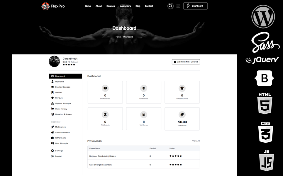 FlexPro - Bodybuilding & Online Courses & Education WooCommerce WordPress Theme