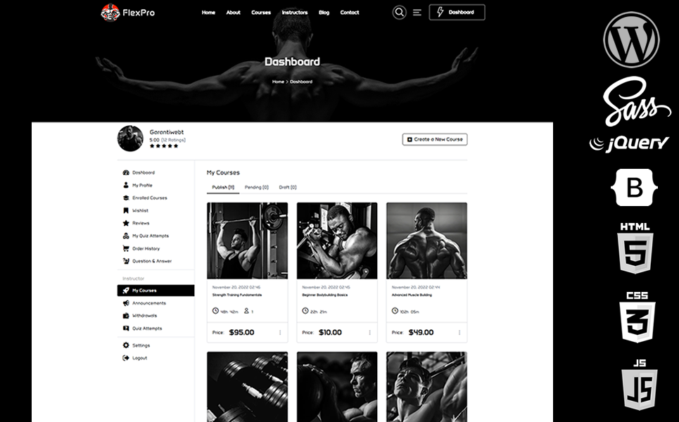 FlexPro - Bodybuilding & Online Courses & Education WooCommerce WordPress Theme