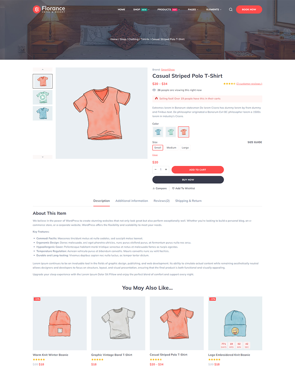 Florance - Hotel and Resort Booking Elementor Wordpress Responsive Theme