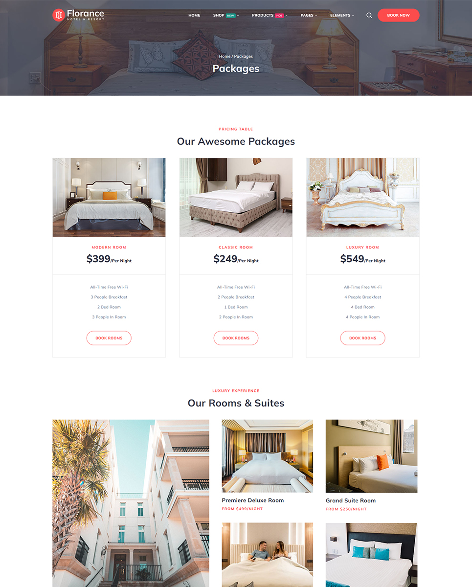 Florance - Hotel and Resort Booking Elementor Wordpress Responsive Theme