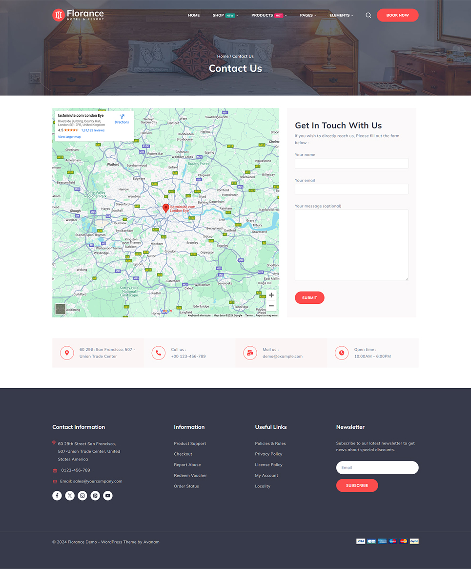 Florance - Hotel and Resort Booking Elementor Wordpress Responsive Theme