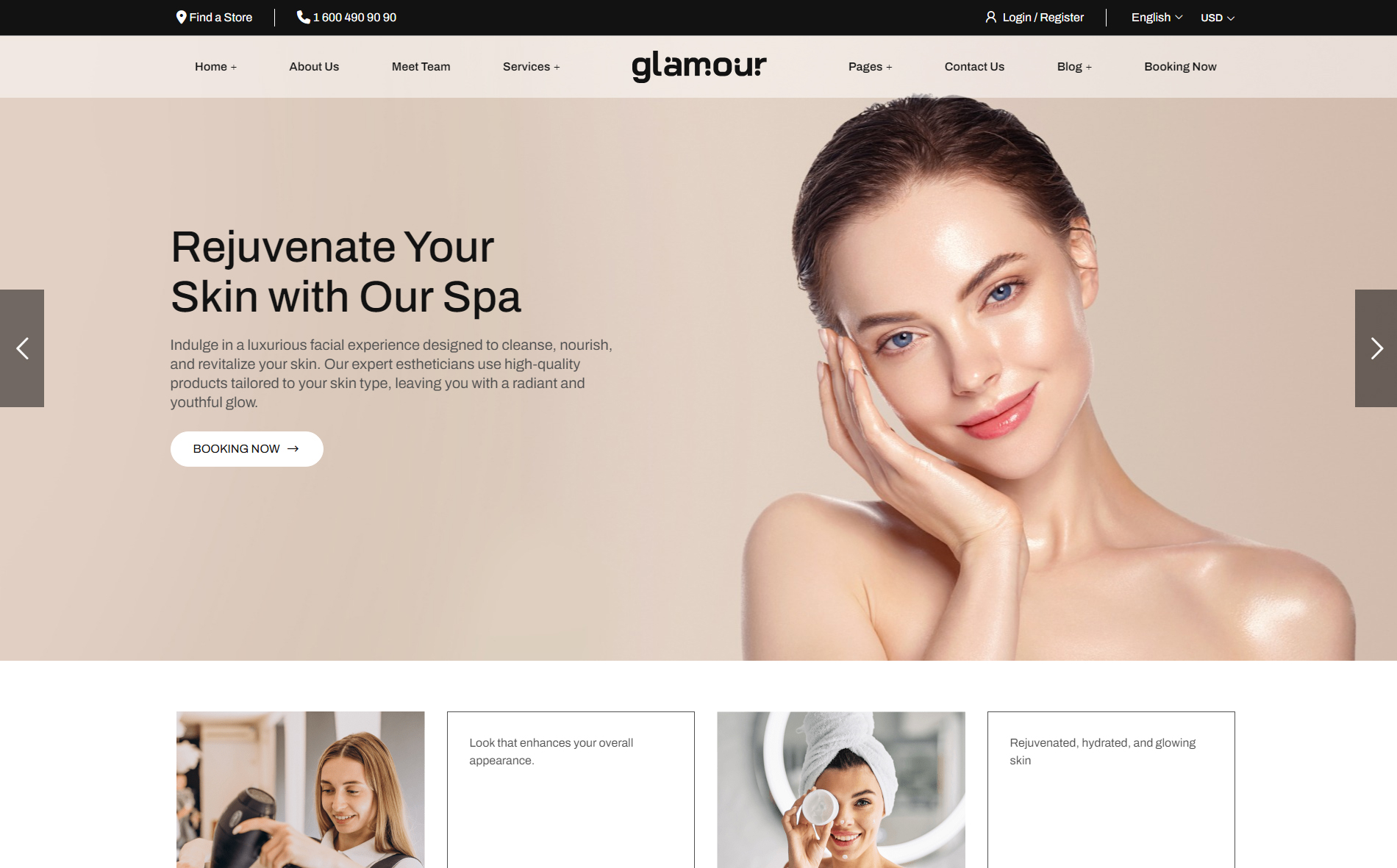 Glamour - Hair and Beauty Salon WordPress Theme