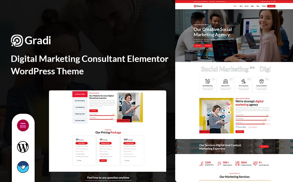 Gradi - Digital Marketing Consultant Elementor WordPress Theme