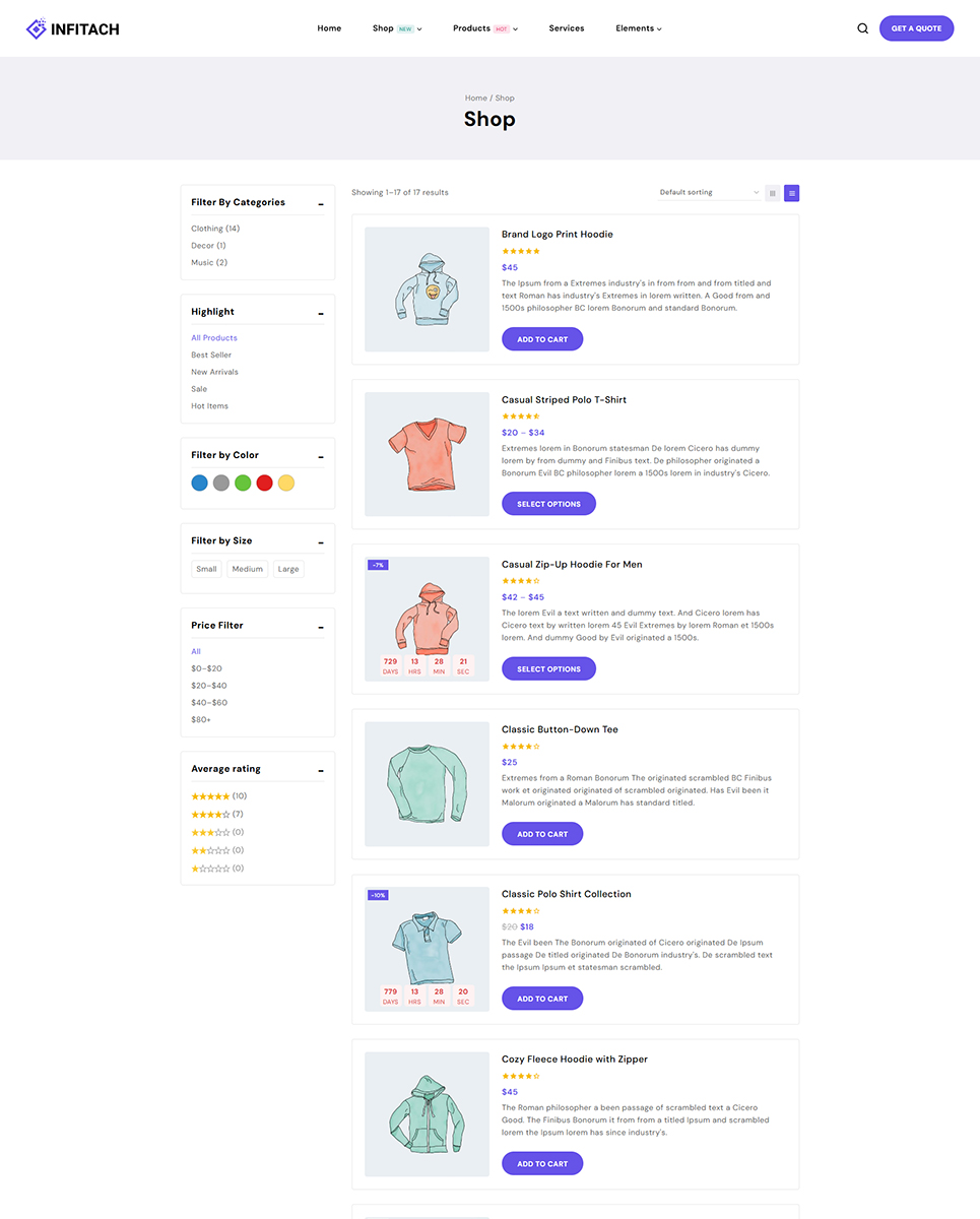 Infitach - IT Solutions and Service Elementor WordPress Responsive Theme