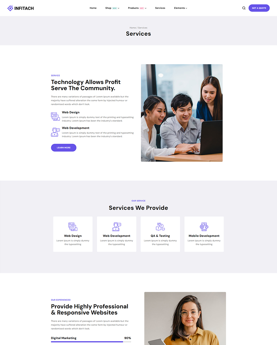 Infitach - IT Solutions and Service Elementor WordPress Responsive Theme