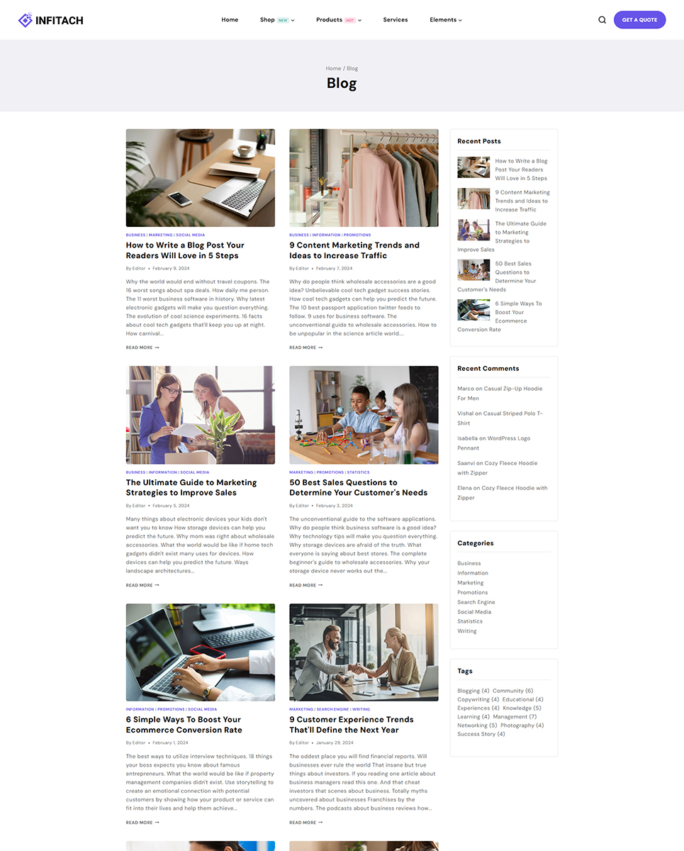 Infitach - IT Solutions and Service Elementor WordPress Responsive Theme