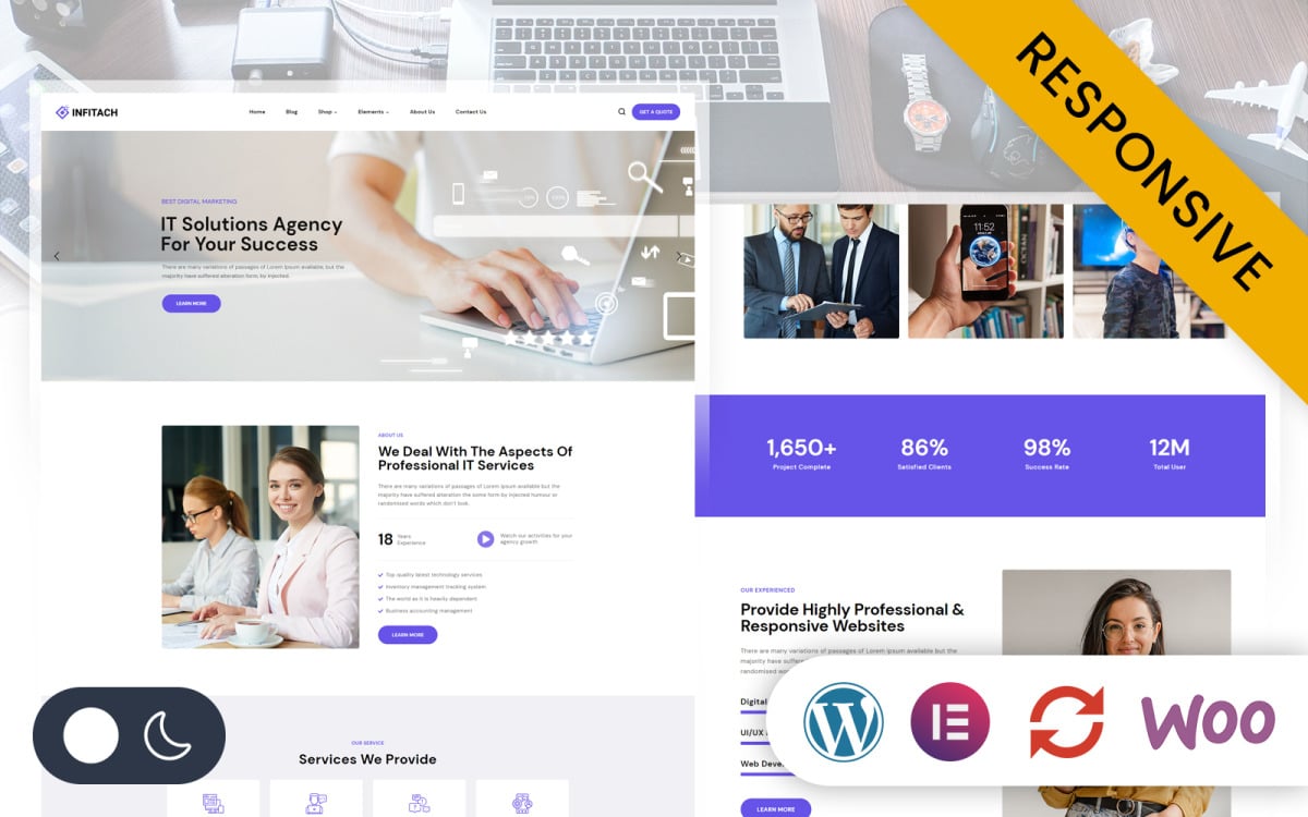 Infitach - IT Solutions and Service Elementor WordPress Responsive Theme