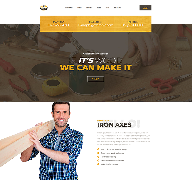 IronAxes - Carpenter And Handyman WordPress Theme