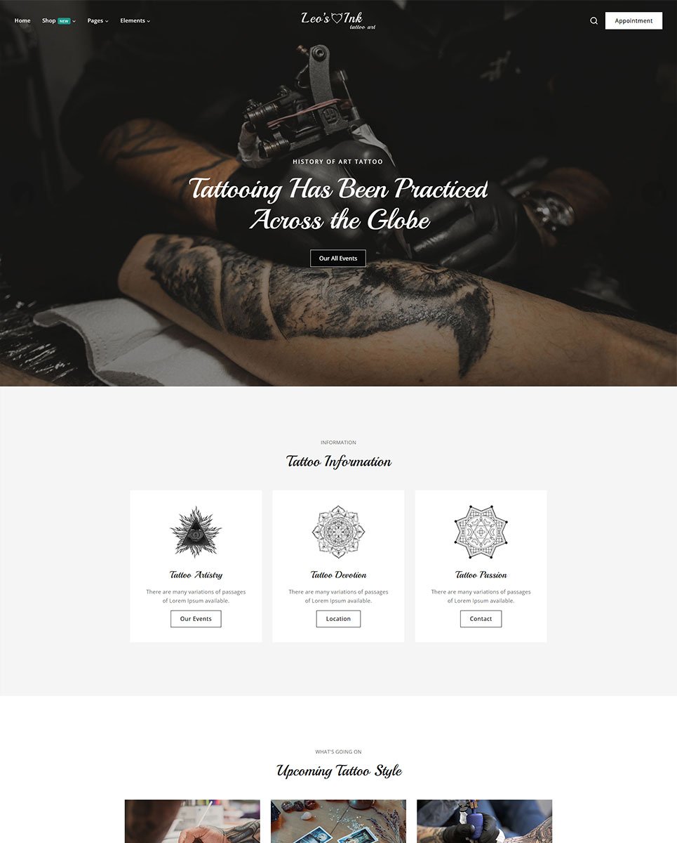 Leoink - Creative Tattoo Studio Elementor Wordpress Responsive Theme