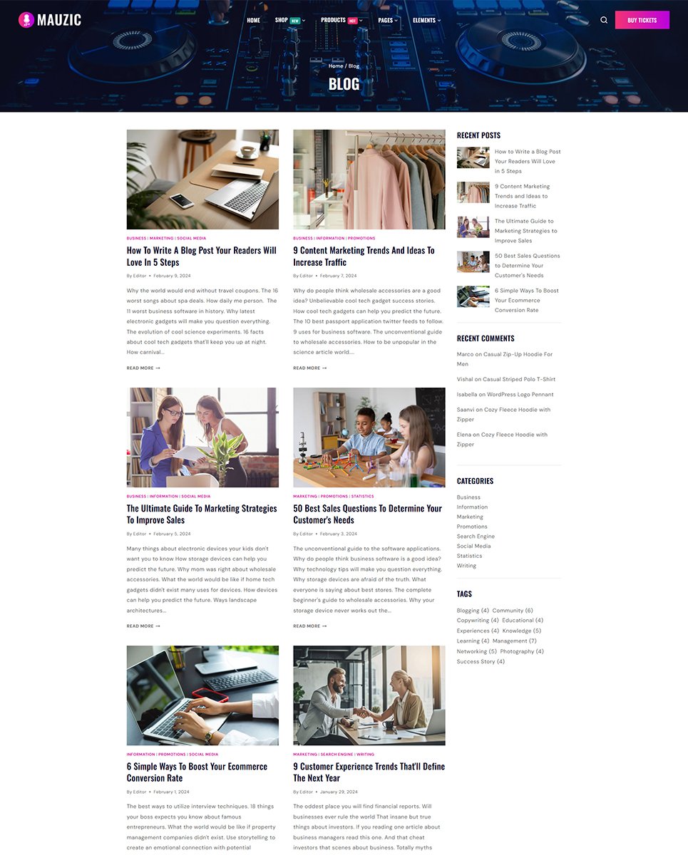 Mauzic - Music Artist Elementor WordPress Responsive Theme