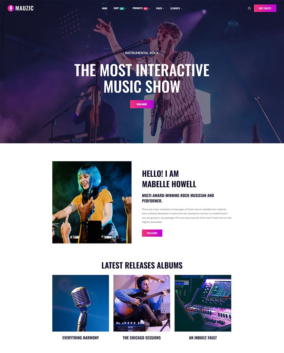 Mauzic - Music Artist Elementor WordPress Responsive Theme