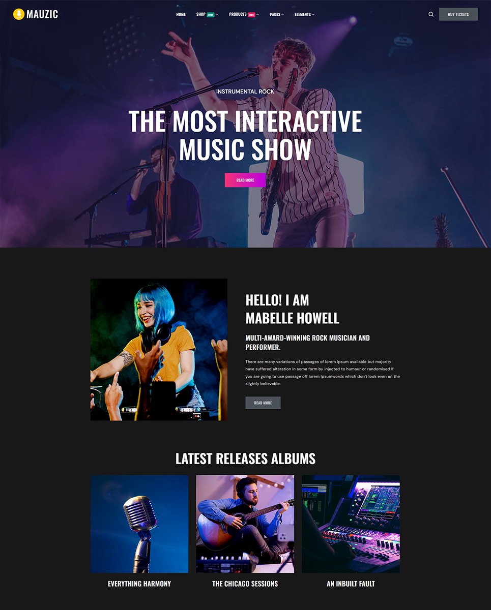 Mauzic - Music Artist Elementor WordPress Responsive Theme