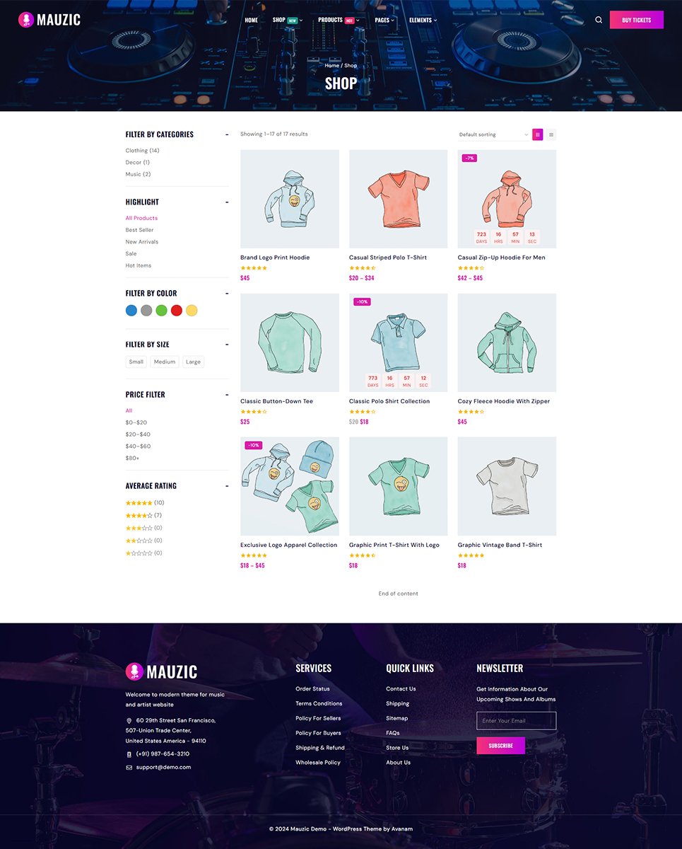 Mauzic - Music Artist Elementor WordPress Responsive Theme