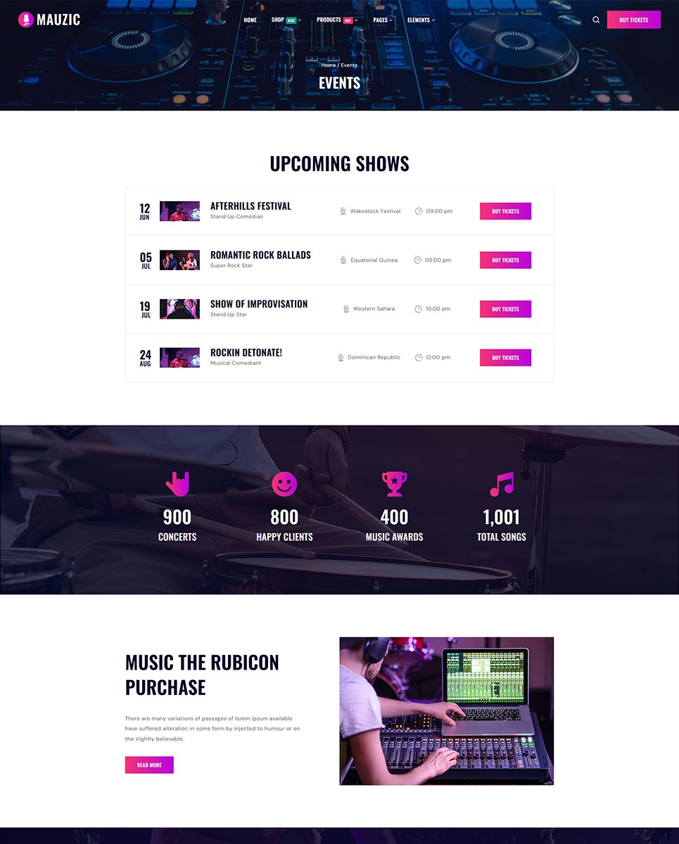 Mauzic - Music Artist Elementor WordPress Responsive Theme