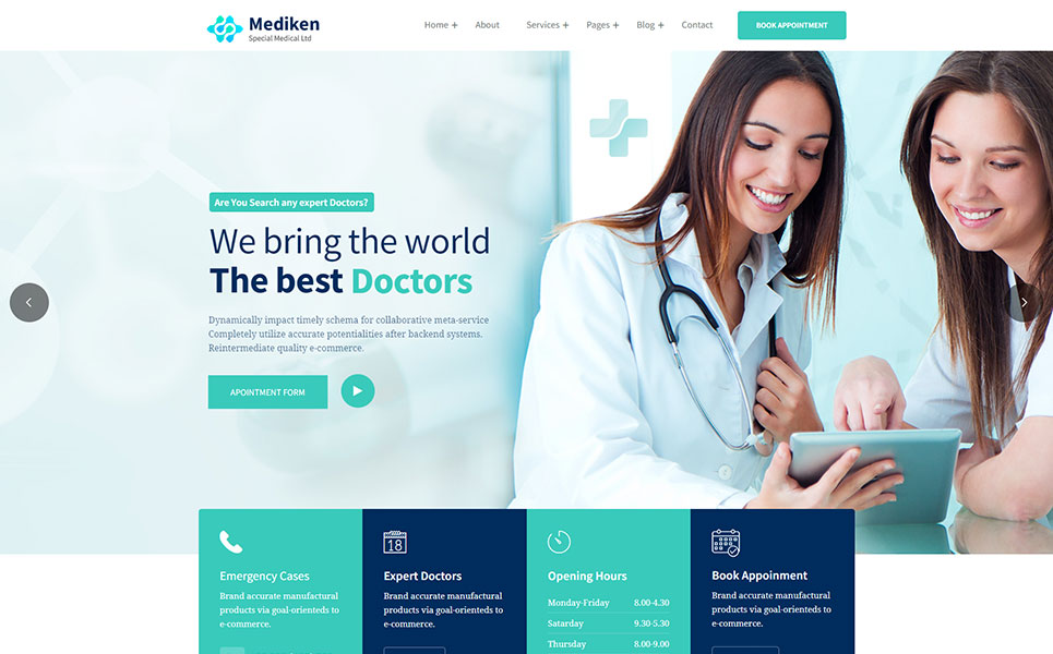 Mediken - Medical & Clinic Service WordPress Theme.