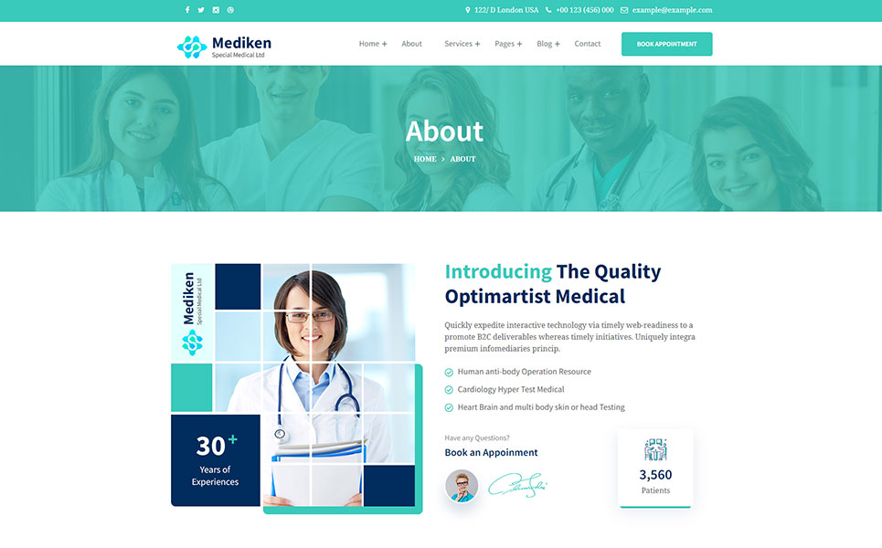 Mediken - Medical & Clinic Service WordPress Theme.