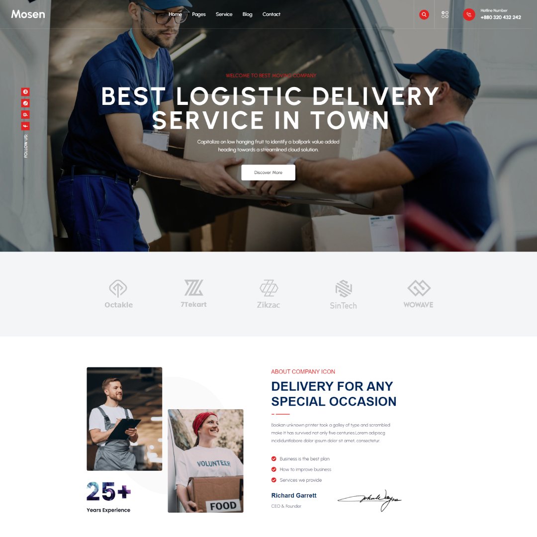 Mosen - Moving Company WordPress Theme