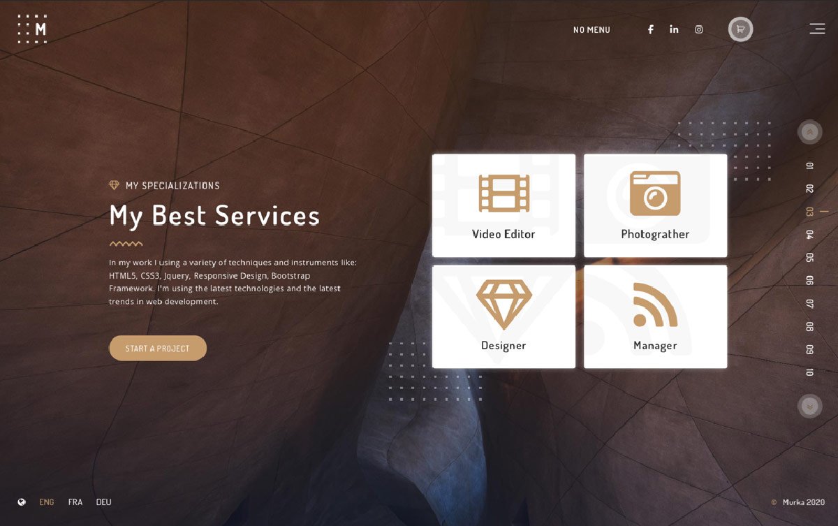 Murka - Full Screen Personal Portfolio WordPress Theme