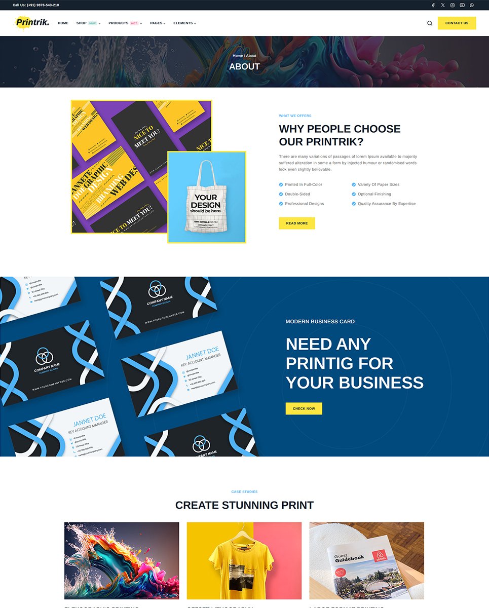 Printrik - Printing & Design Service Elementor WordPress Responsive Theme