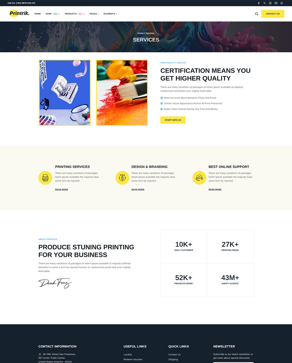 Printrik - Printing & Design Service Elementor WordPress Responsive Theme