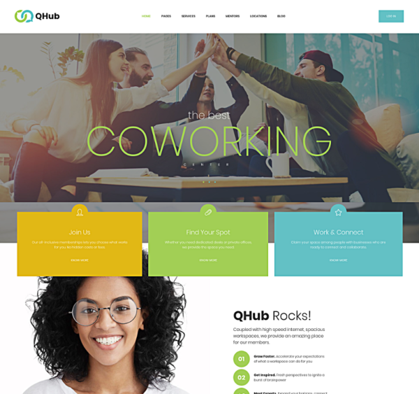 Qhub - Coworking and Office Space WordPress Theme
