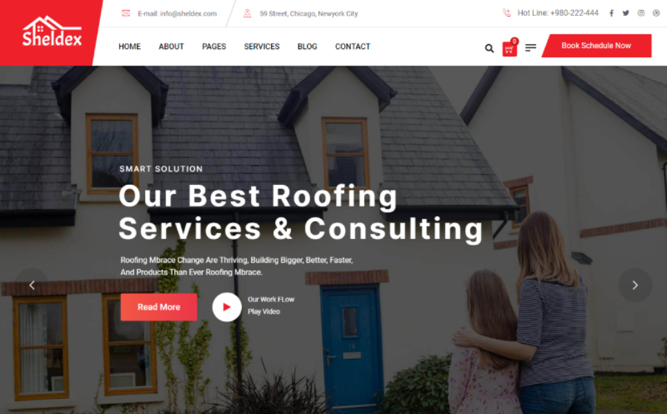 Sheldex - Roofing Company Elementor Wordpress Theme