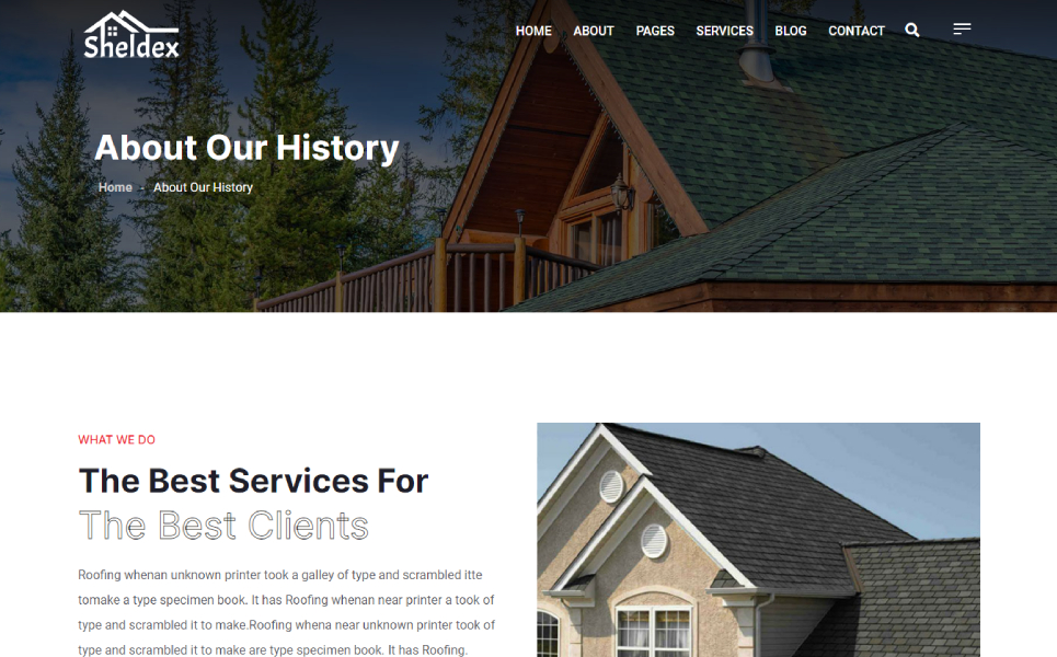 Sheldex - Roofing Company Elementor Wordpress Theme