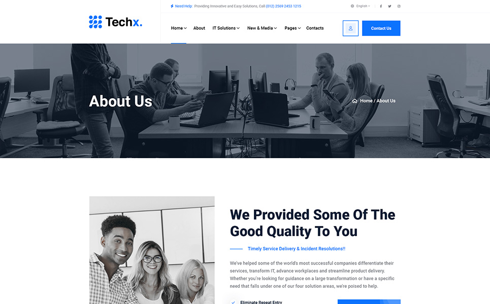 Techx - IT Solutions & Services WordPress Theme