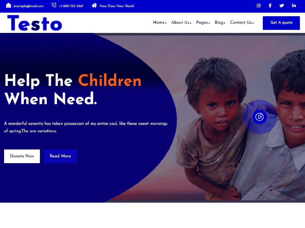 Testo– Nonprofit Charity Elementor Wordpress Theme