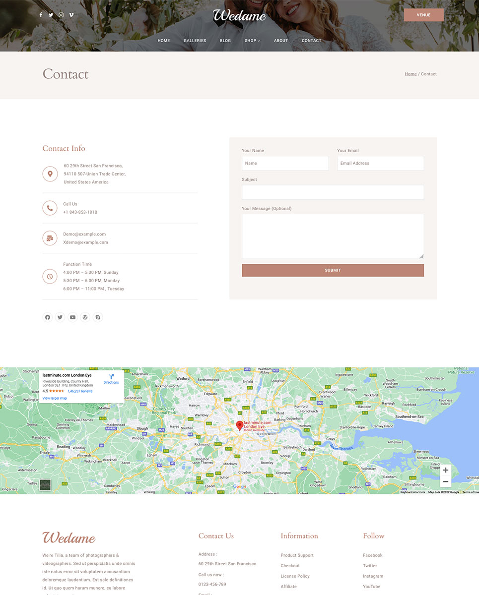 Wedame - Elegant Wedding and Event Planner Elementor WordPress Responsive Theme