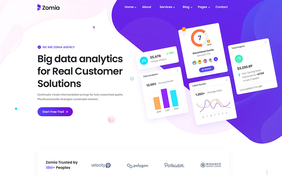 Zomia Data Analytics & Data Science WordPress Theme