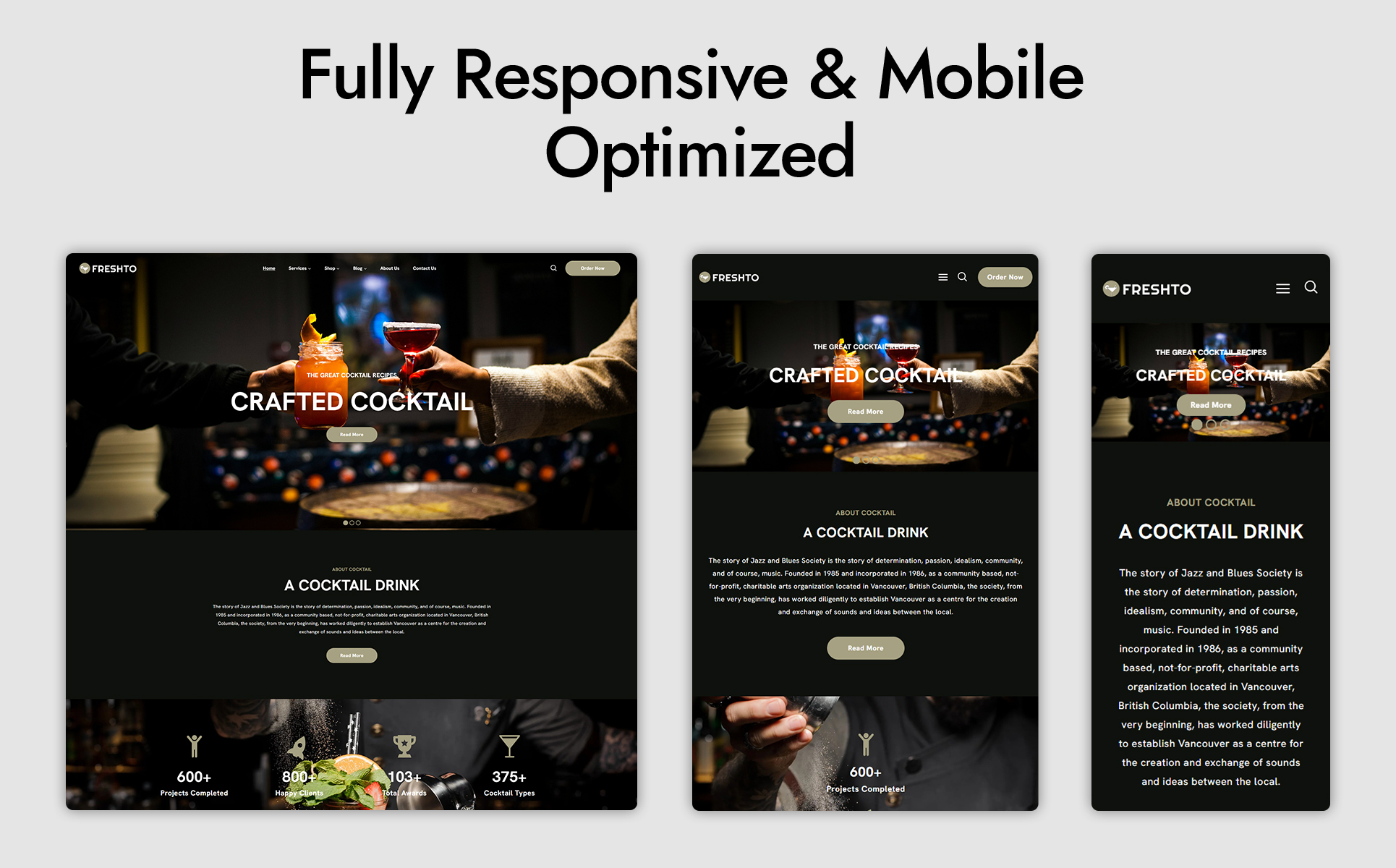 Freshto Cocktail Bar and Restaurant WordPress Theme